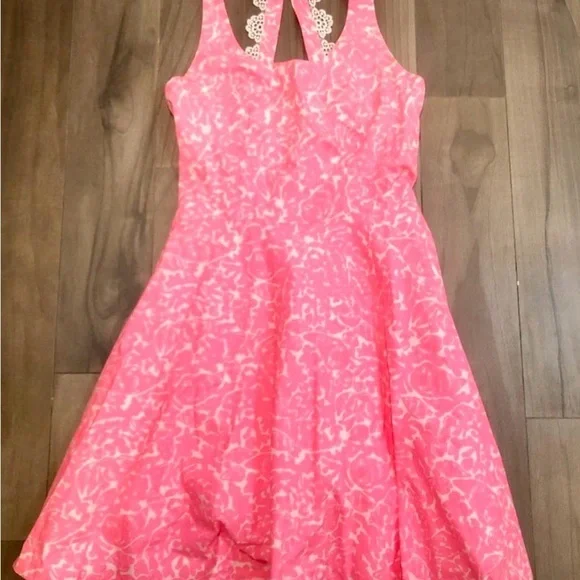 Lilly Pulitzer Zo Cosmo Pink Skater Dress Neon Pink And White Size 2 - Picture 3 of 8